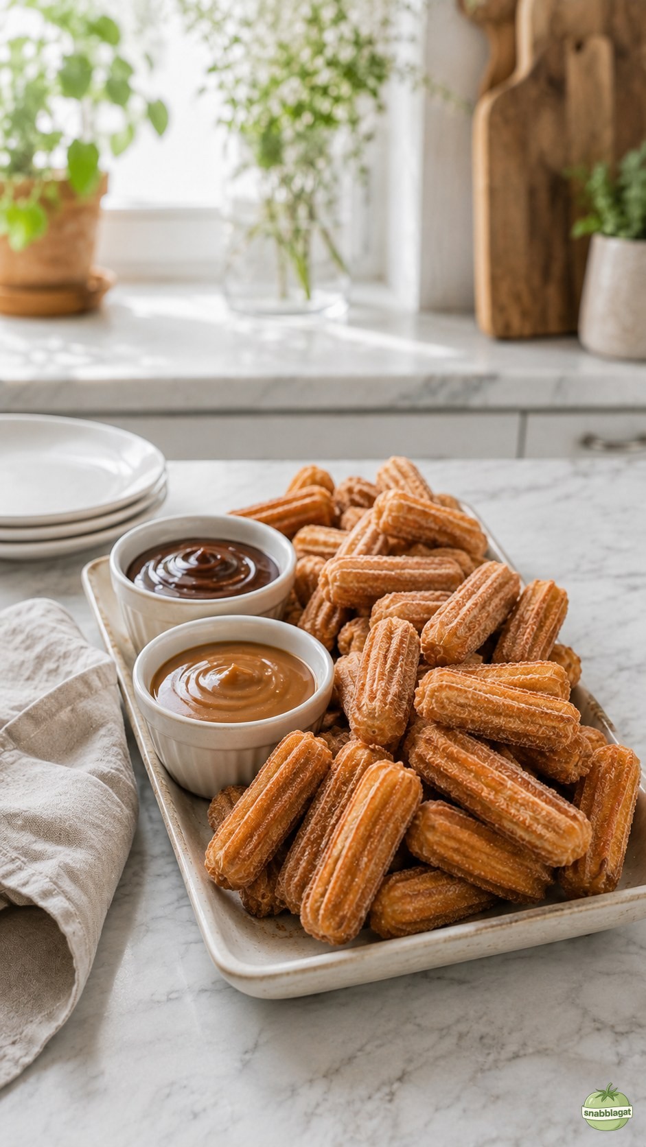Air Fryer Churros Med Choklad Och Kola Dip