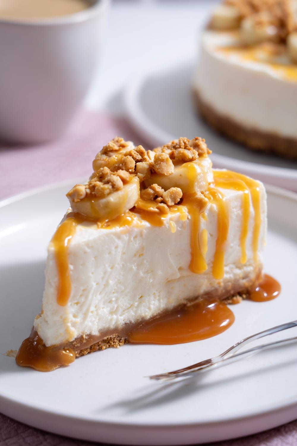 10. Cheesecake utan ugn 2026 med banankola och salt jordnötskant