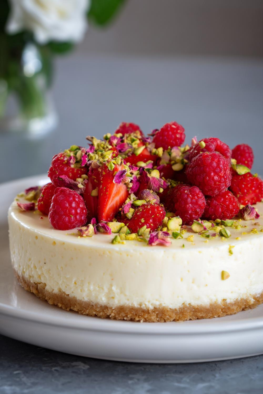 22. Cheesecake utan ugn 2026 med saffran och pistage i varm-gul palett