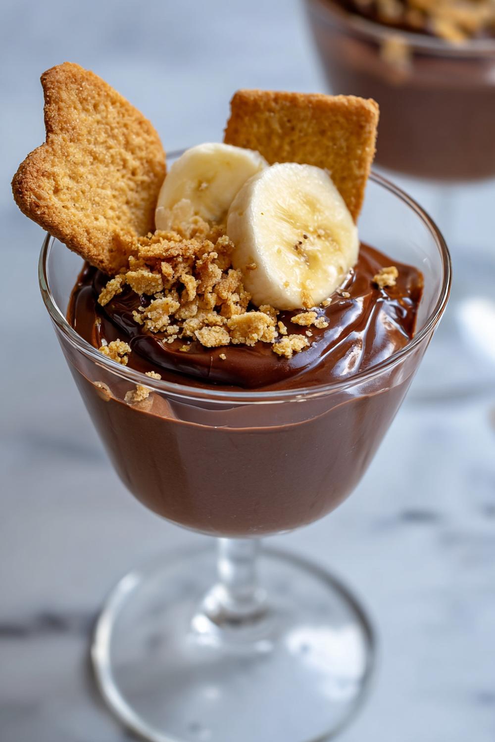 26. Nutelladessert i glas med banan och krispiga kexlager