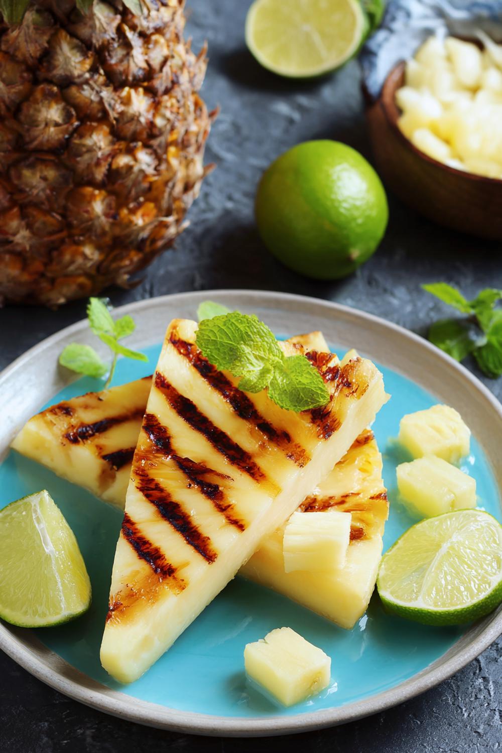 8. Fruktig efterrätt med ananas och lime i grillad skiva