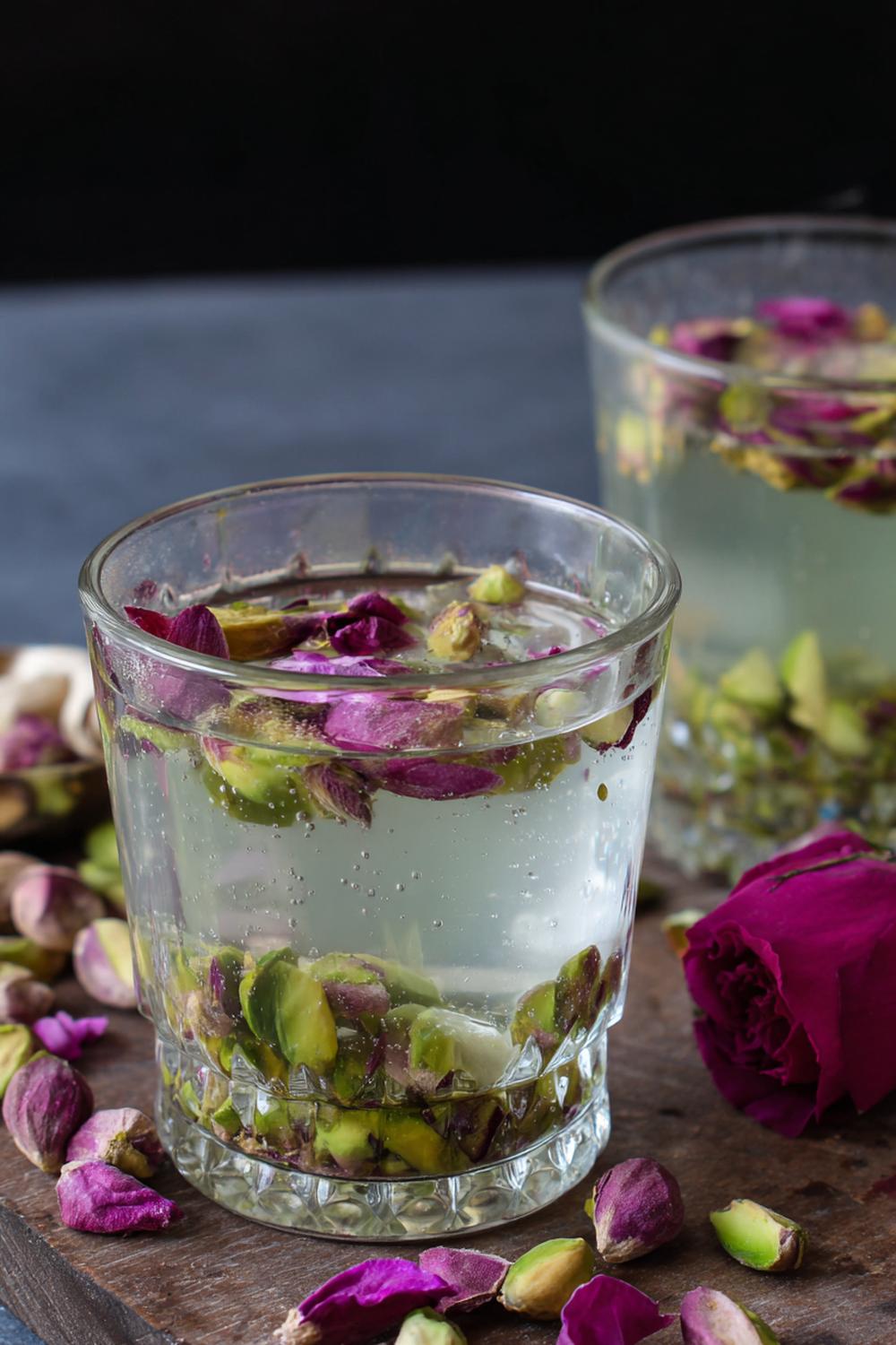 9. Glass recept hemmagjord pistasch med rosenvatten och gröna nötbitar