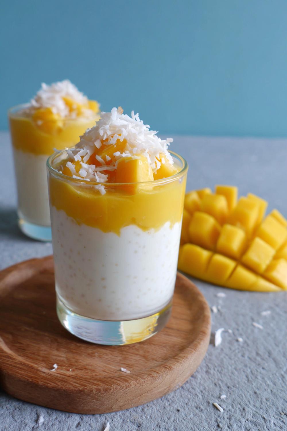 20. Glutenfri fika: Chiapudding i glas med mango och rostad kokos