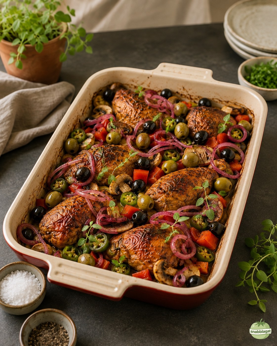 Grekisk Pyttipanna I Ugn – Potatis, Kyckling Och Massor Av