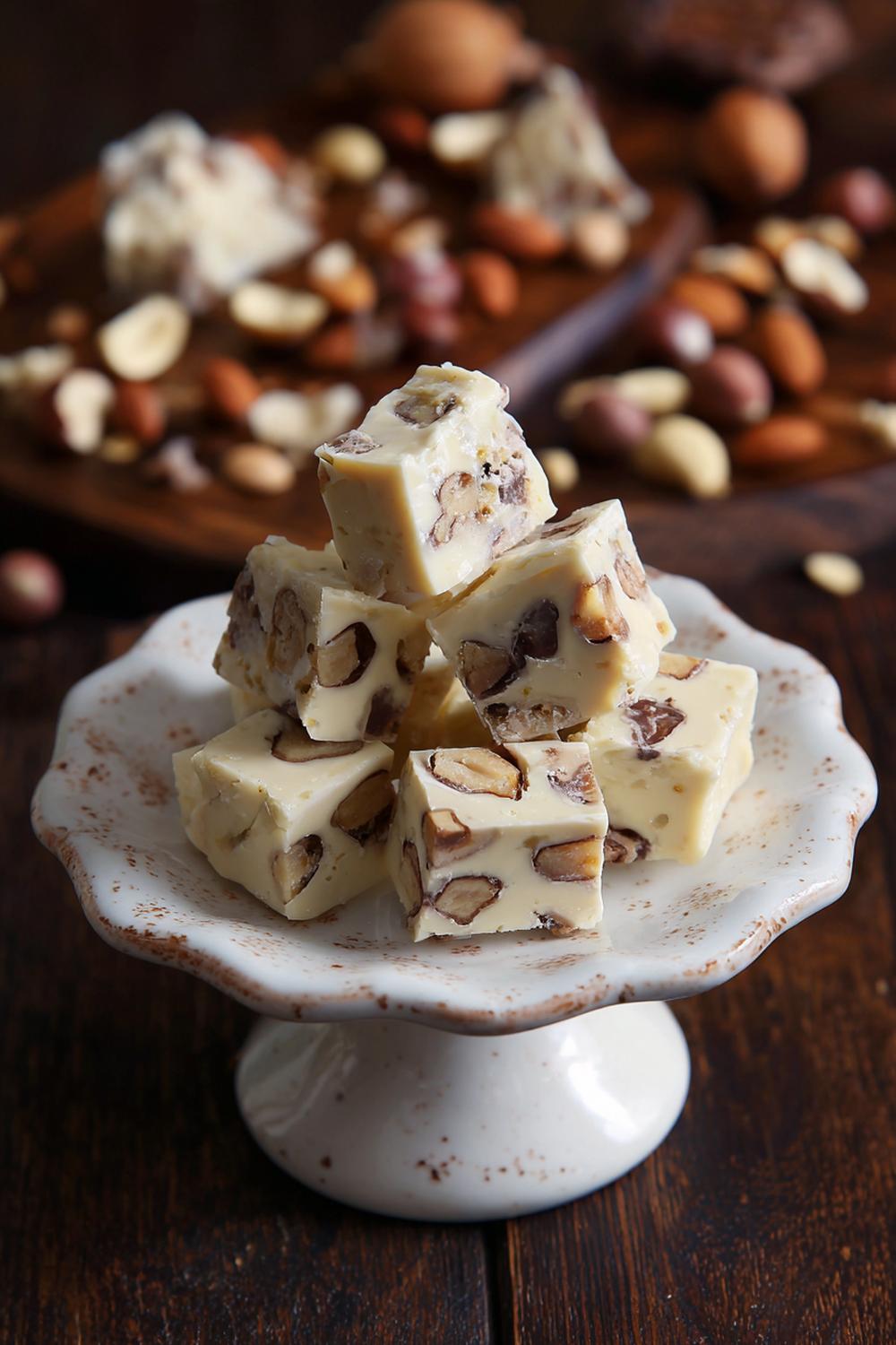 17. Kakor utan ugn med nougat och hasselnöt i pralinkuber