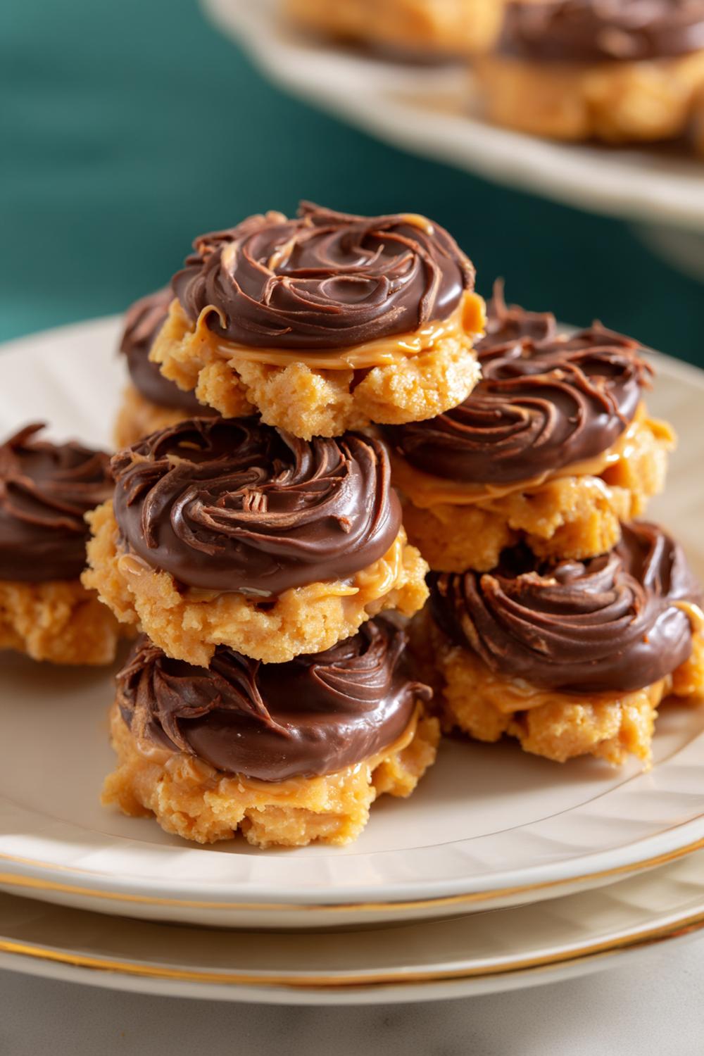 3. Kakor utan ugn med jordnötssmör och chokladswirl i lager