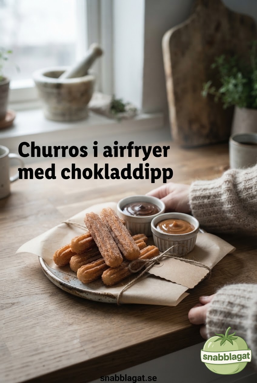Churros i airfryer med chokladdipp