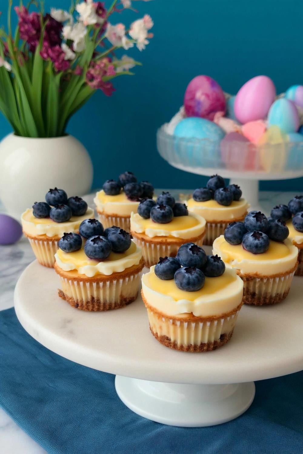 Blåbärstoppade cupcakes med gul glasyr