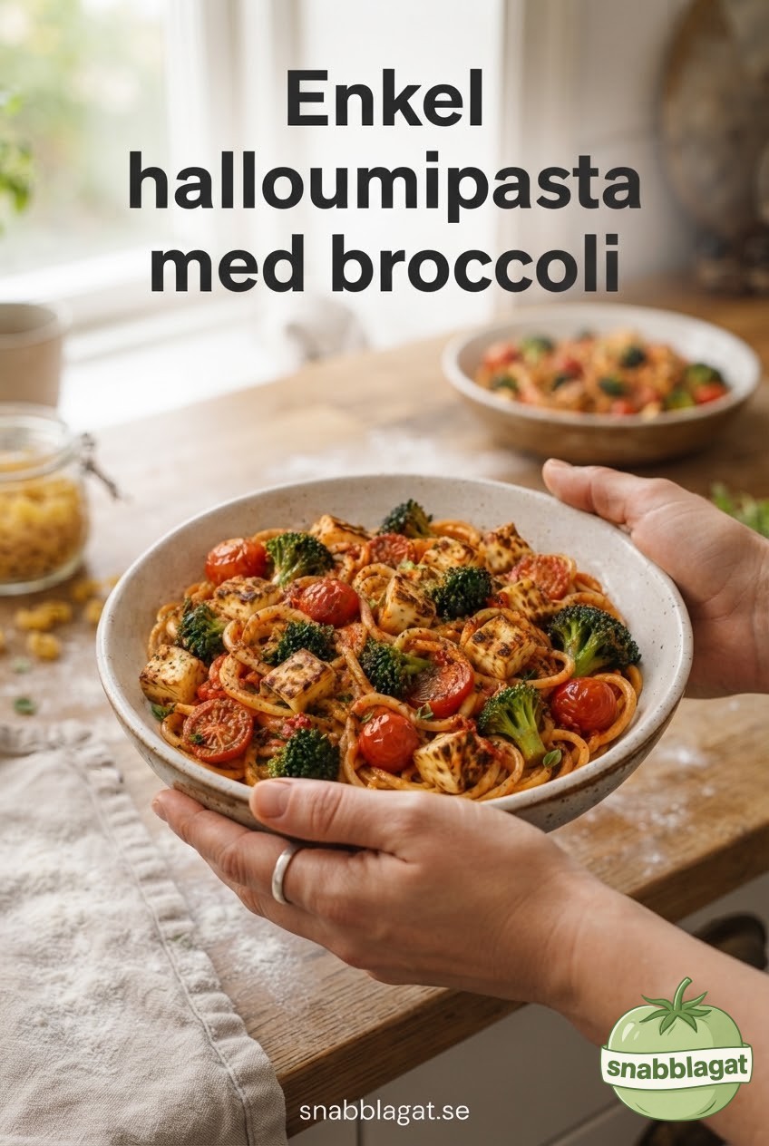 Enkel halloumipasta med broccoli