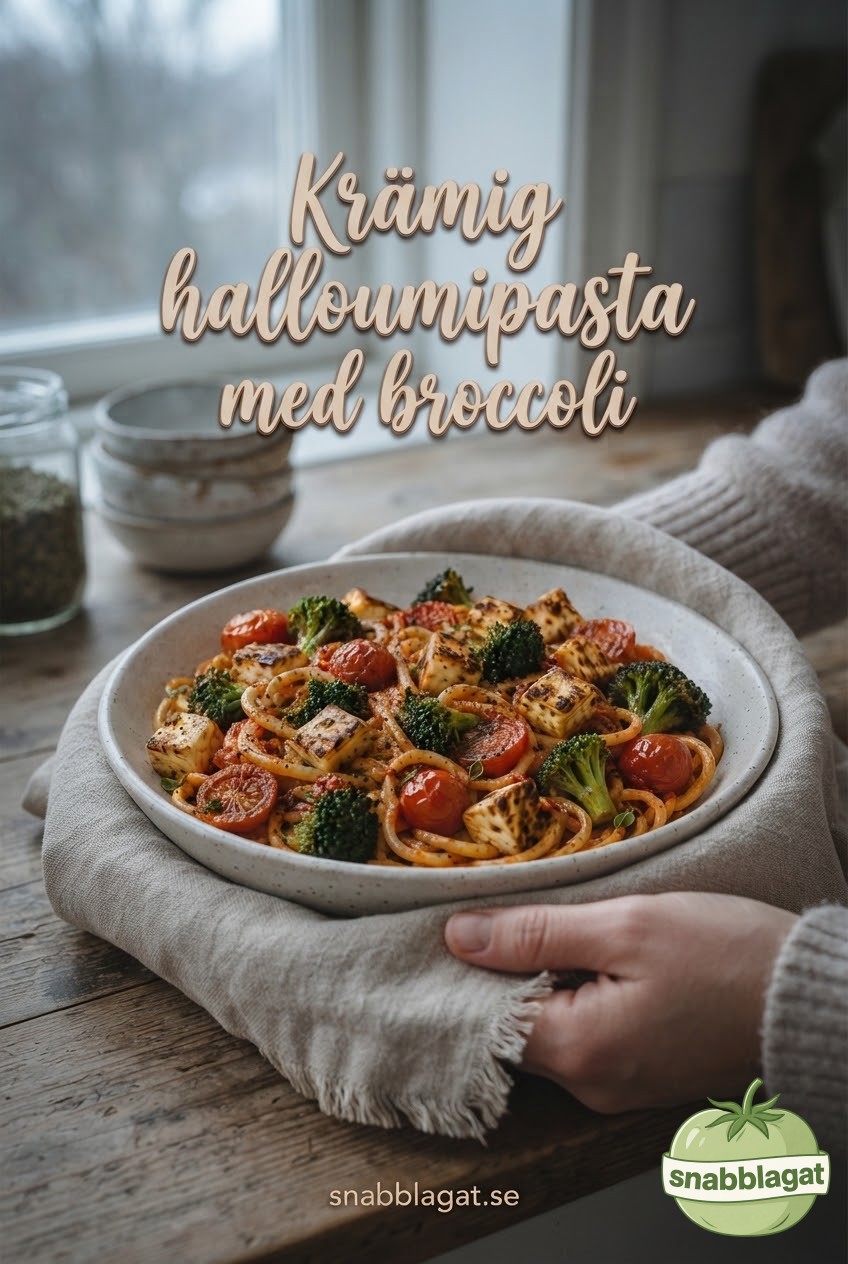 Krämig halloumipasta med broccoli