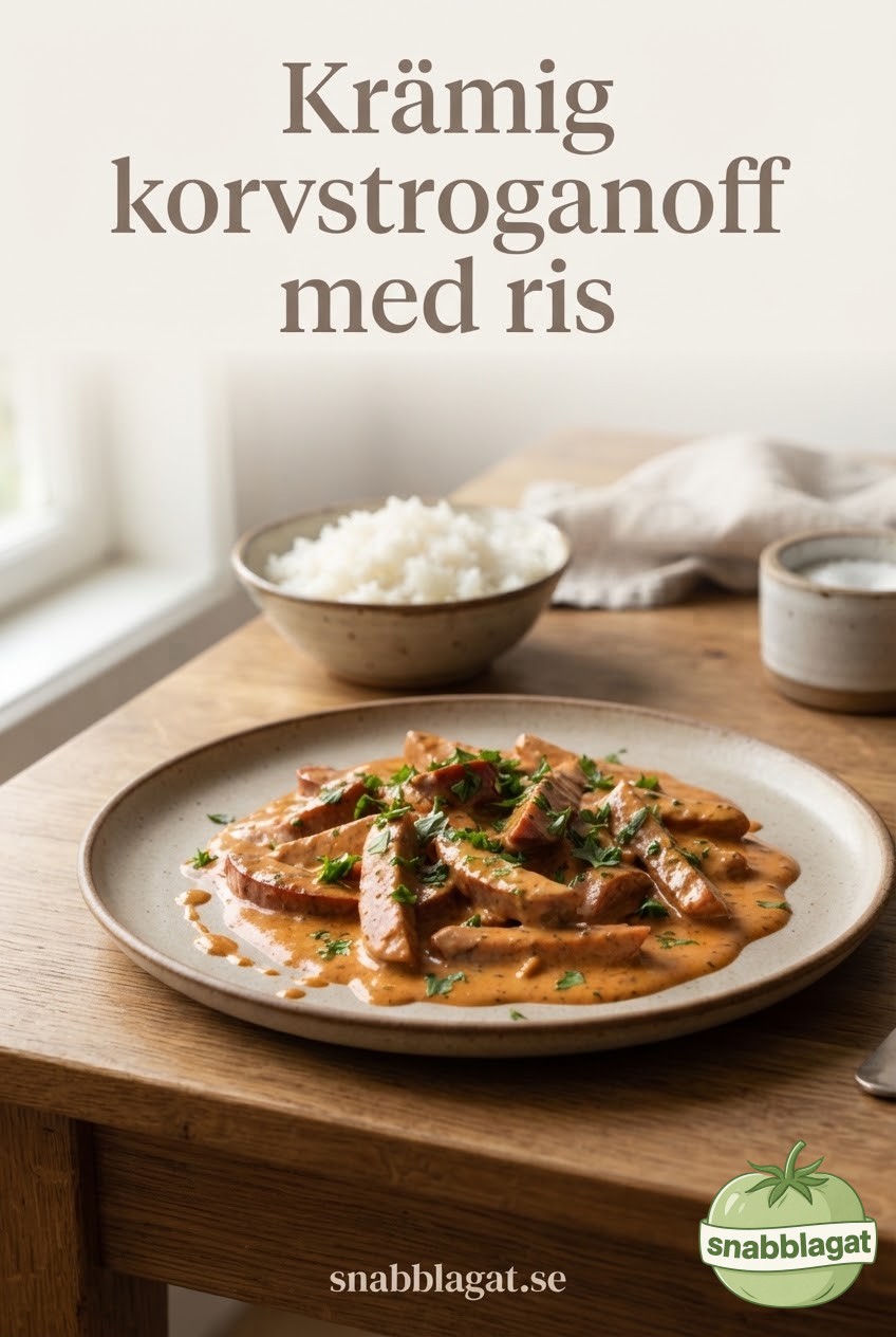 Krämig korvstroganoff med ris