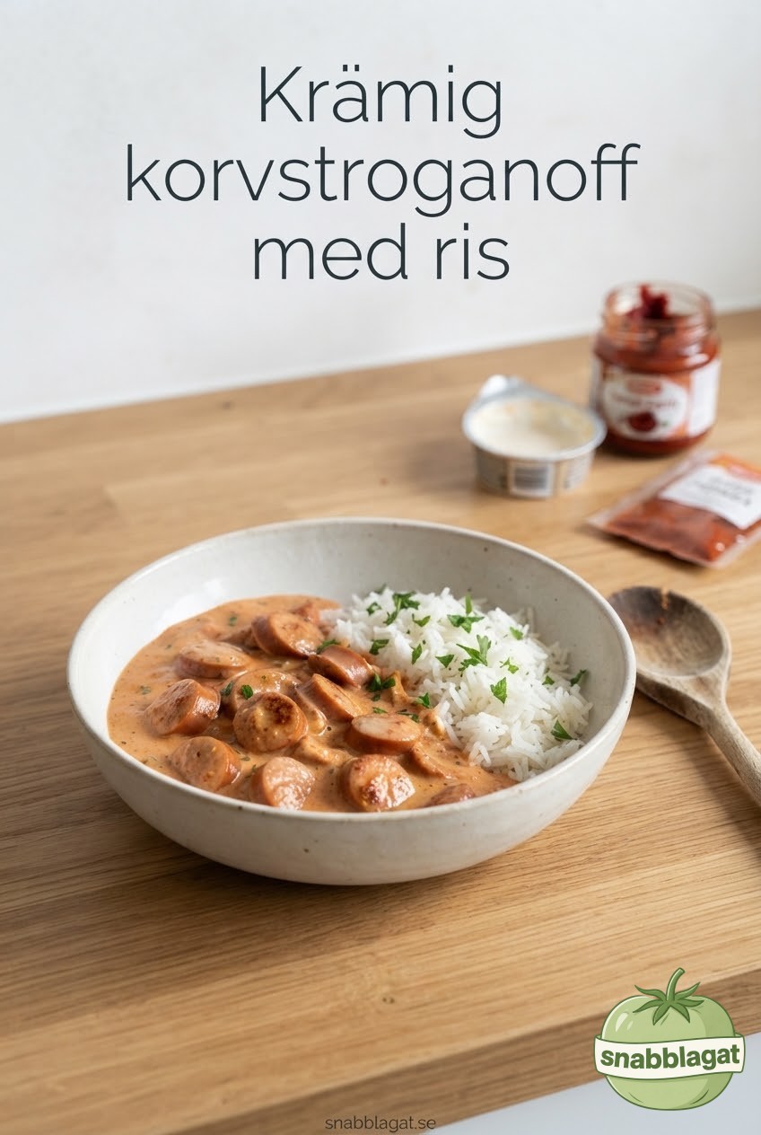 Krämig korvstroganoff med ris