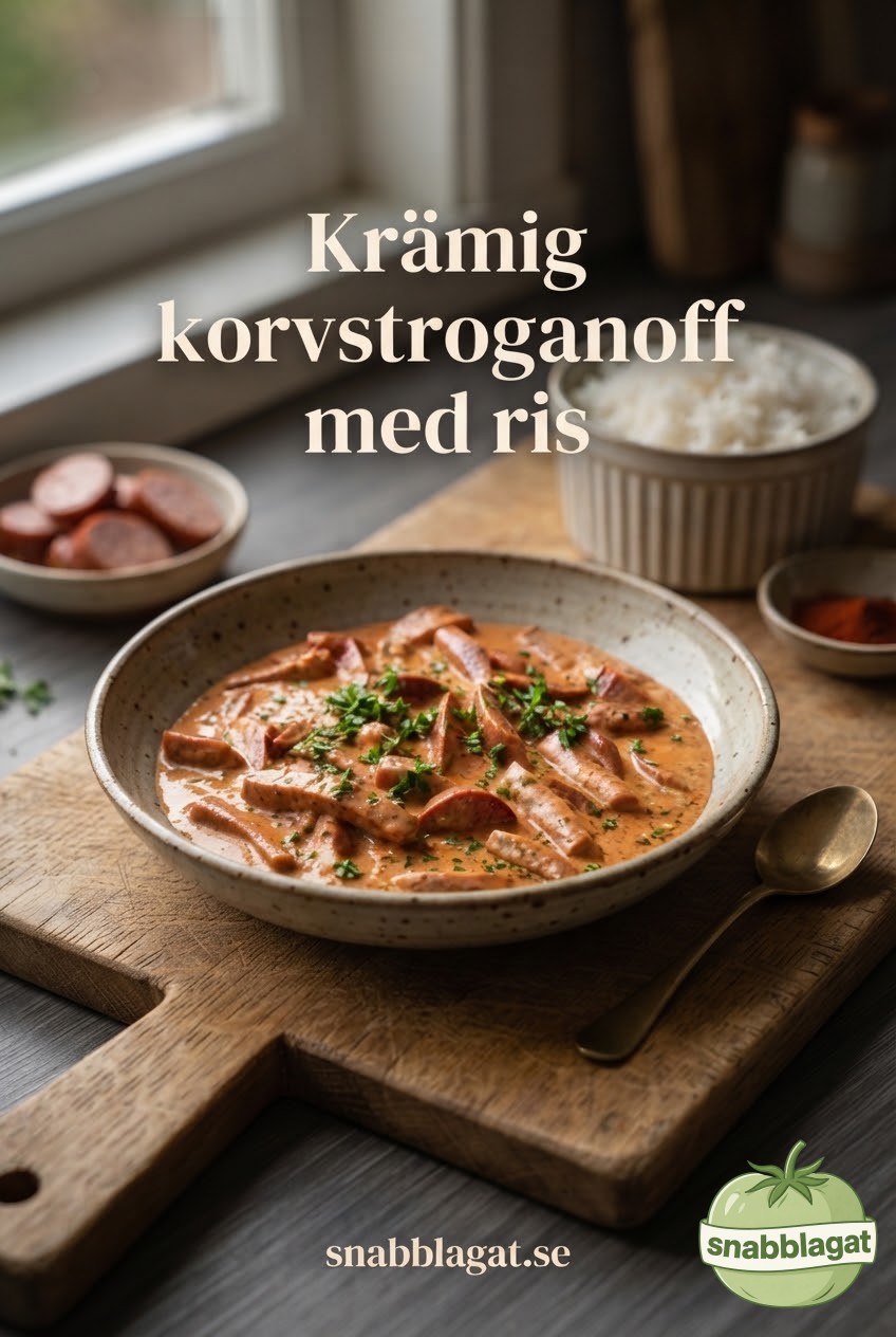 Krämig korvstroganoff med ris