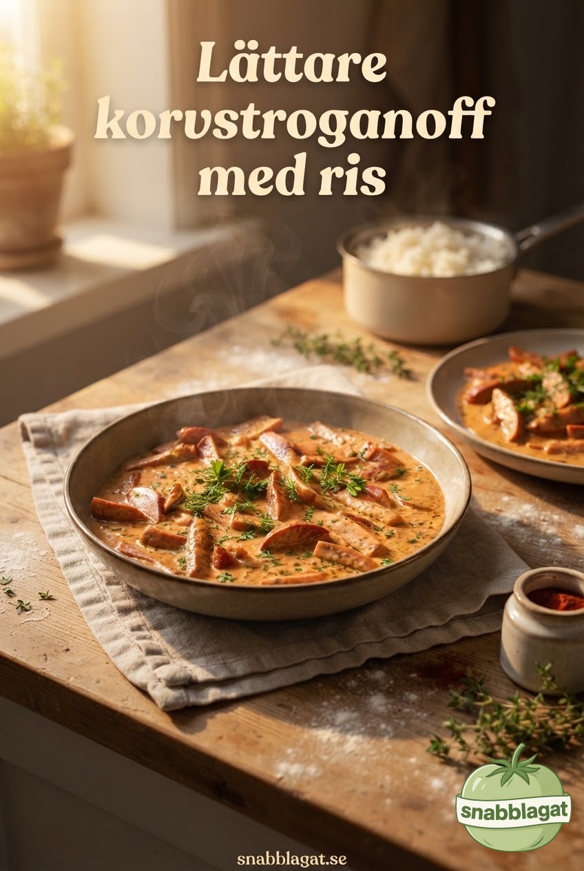 Lättare korvstroganoff med ris
