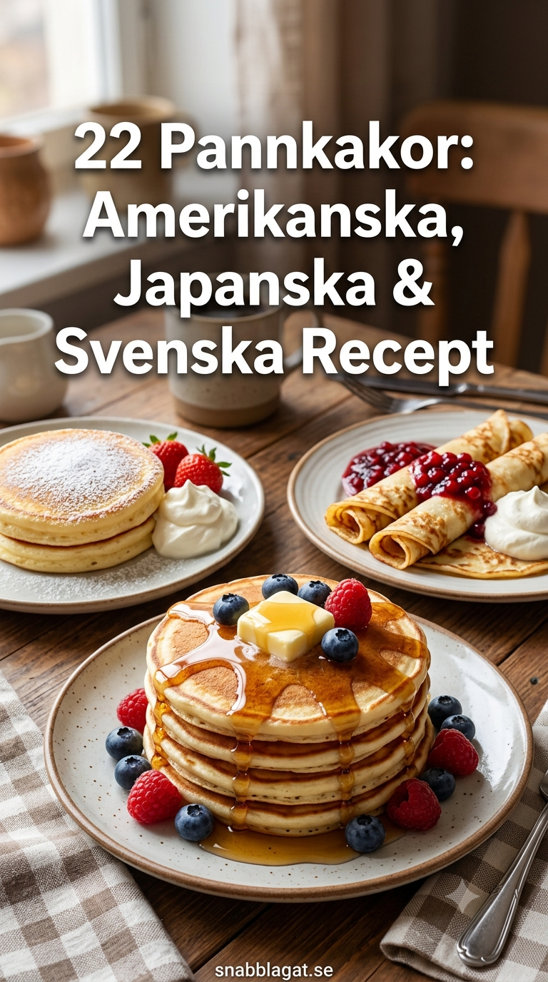 22 Pannkakor: Amerikanska, Japanska & Svenska Recept