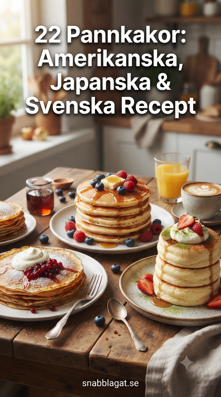 22 Pannkakor: Amerikanska, Japanska & Svenska Recept