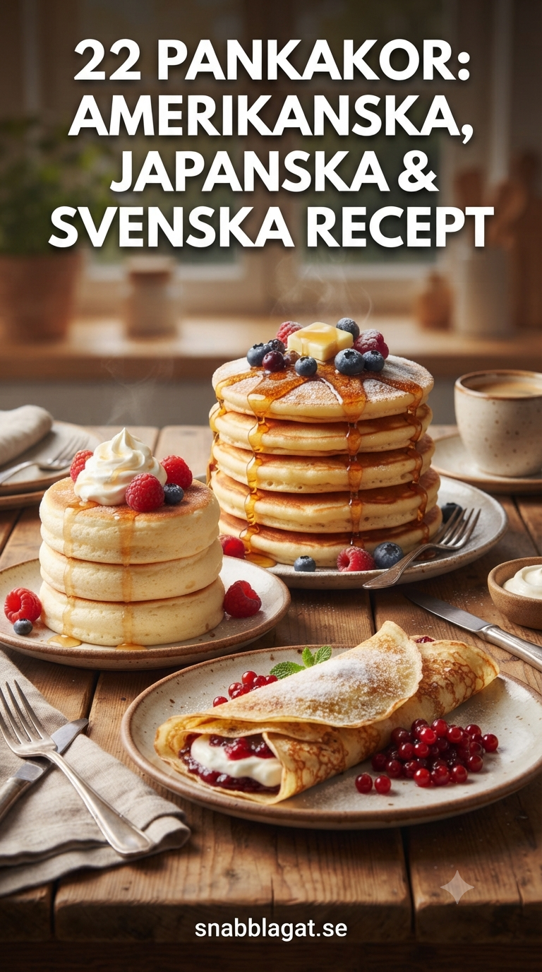22 Pannkakor: Amerikanska, Japanska & Svenska Recept
