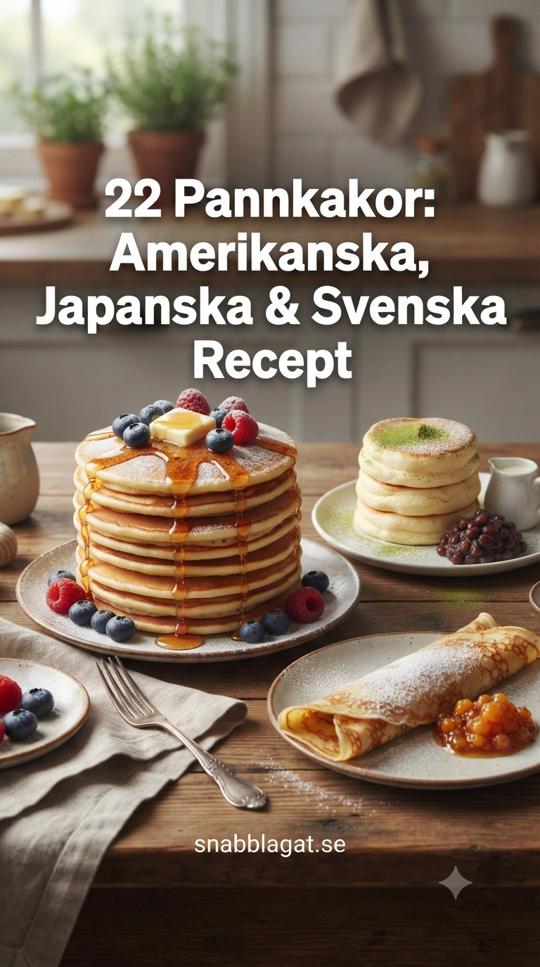 22 Pannkakor: Amerikanska, Japanska & Svenska Recept