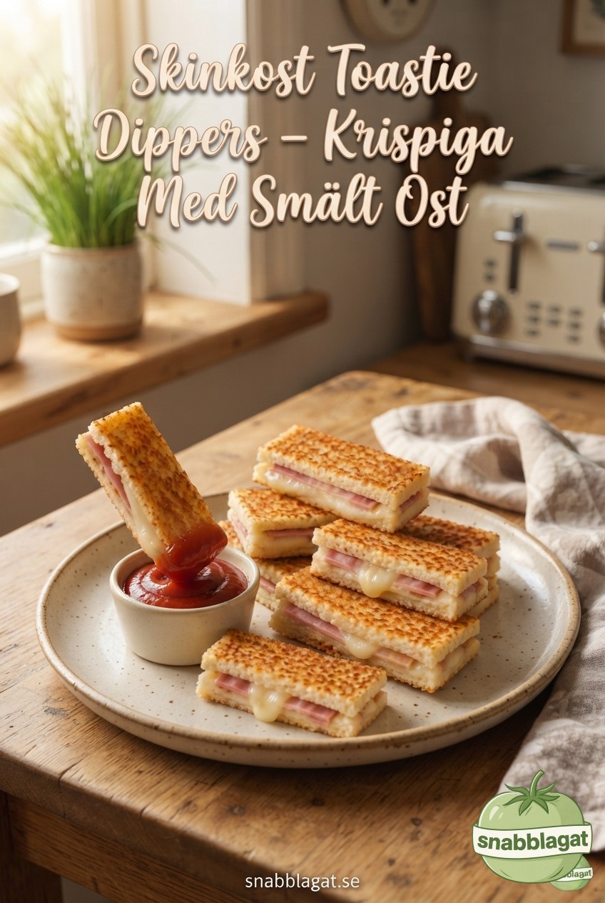 Skinkost Toastie Dippers – Krispiga Brödpaket Med Smält Ost