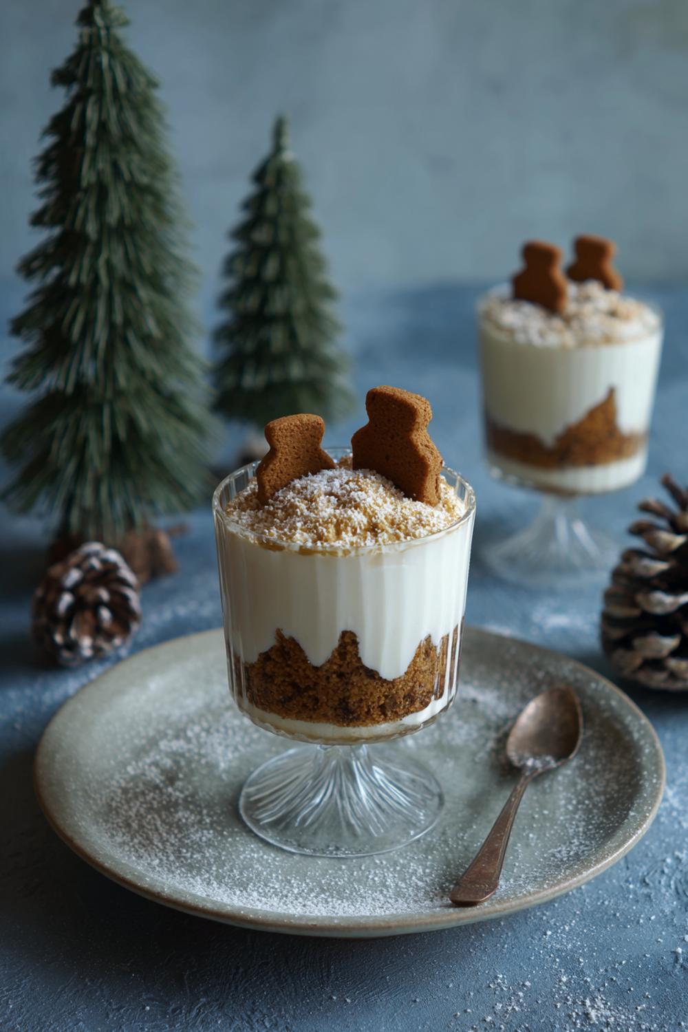 14. Pepparkaks-tiramisu med vinterkänsla och snöig topp