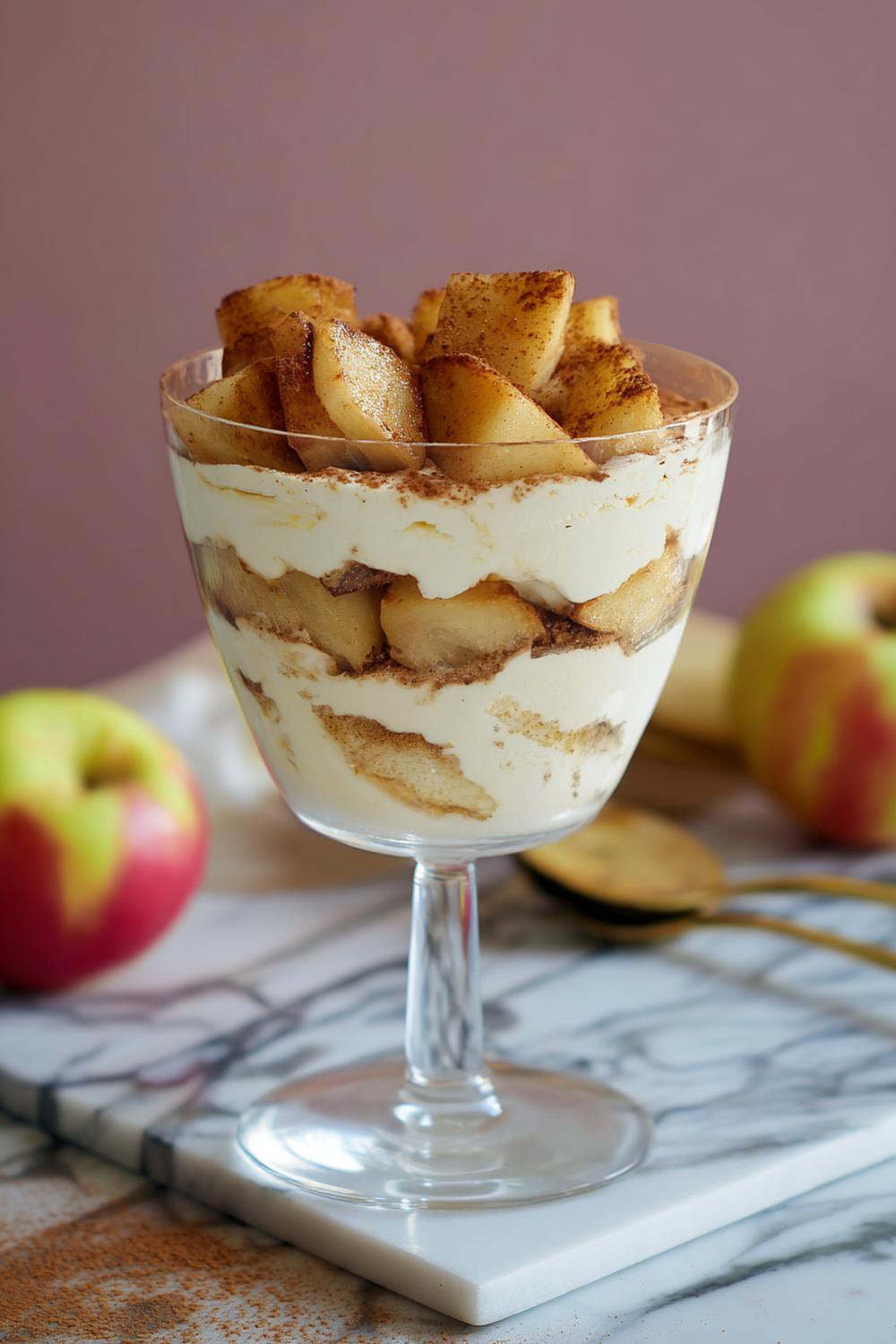 15. Äpple- och kanel-tiramisu med karamelliserade äppelbitar