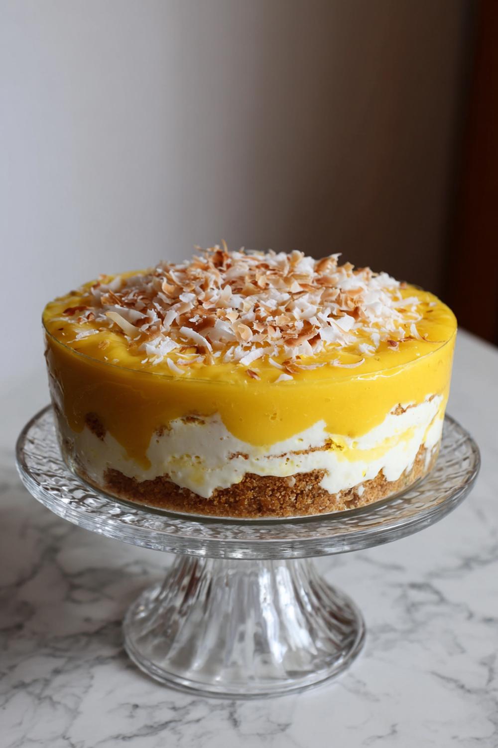 7. Mango- och kokos-tiramisu med tropisk topp