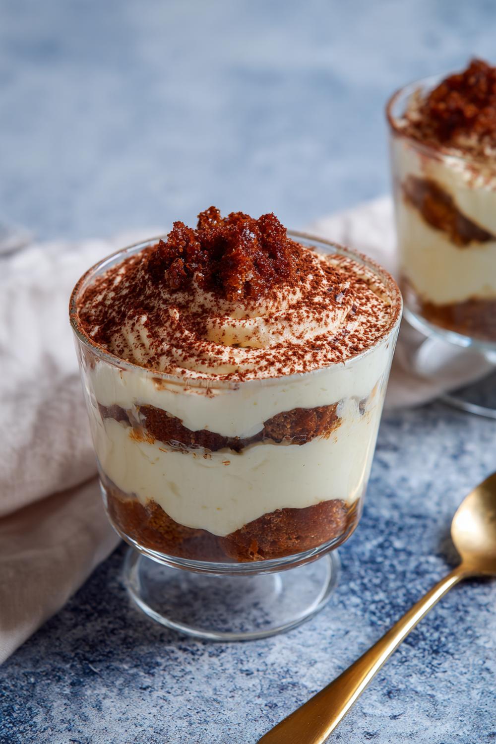 9. Salt karamell-tiramisu med krispig karamellflarn