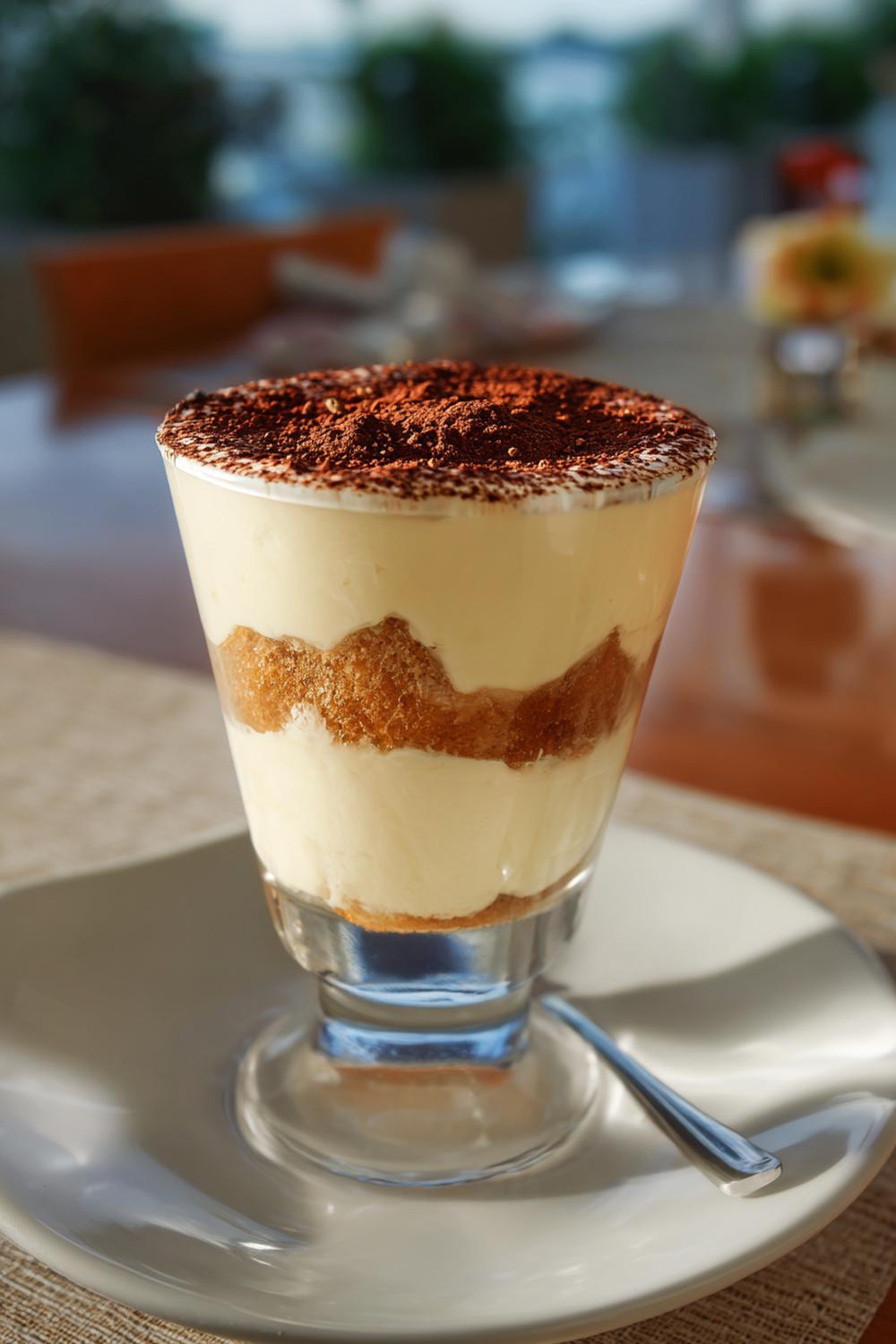 13. Vaniljkräm dessert med kaffe och kakao som tiramisu-variant