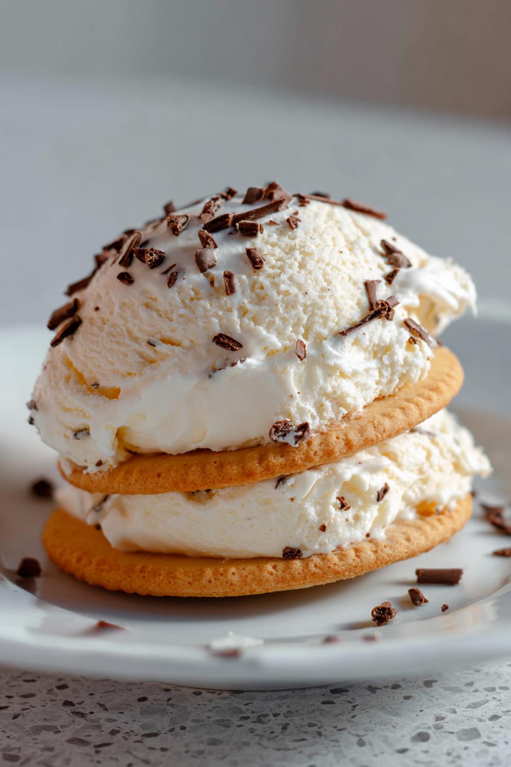 36. Vaniljkräm dessert som glassandwich med vaniljkräm och kex