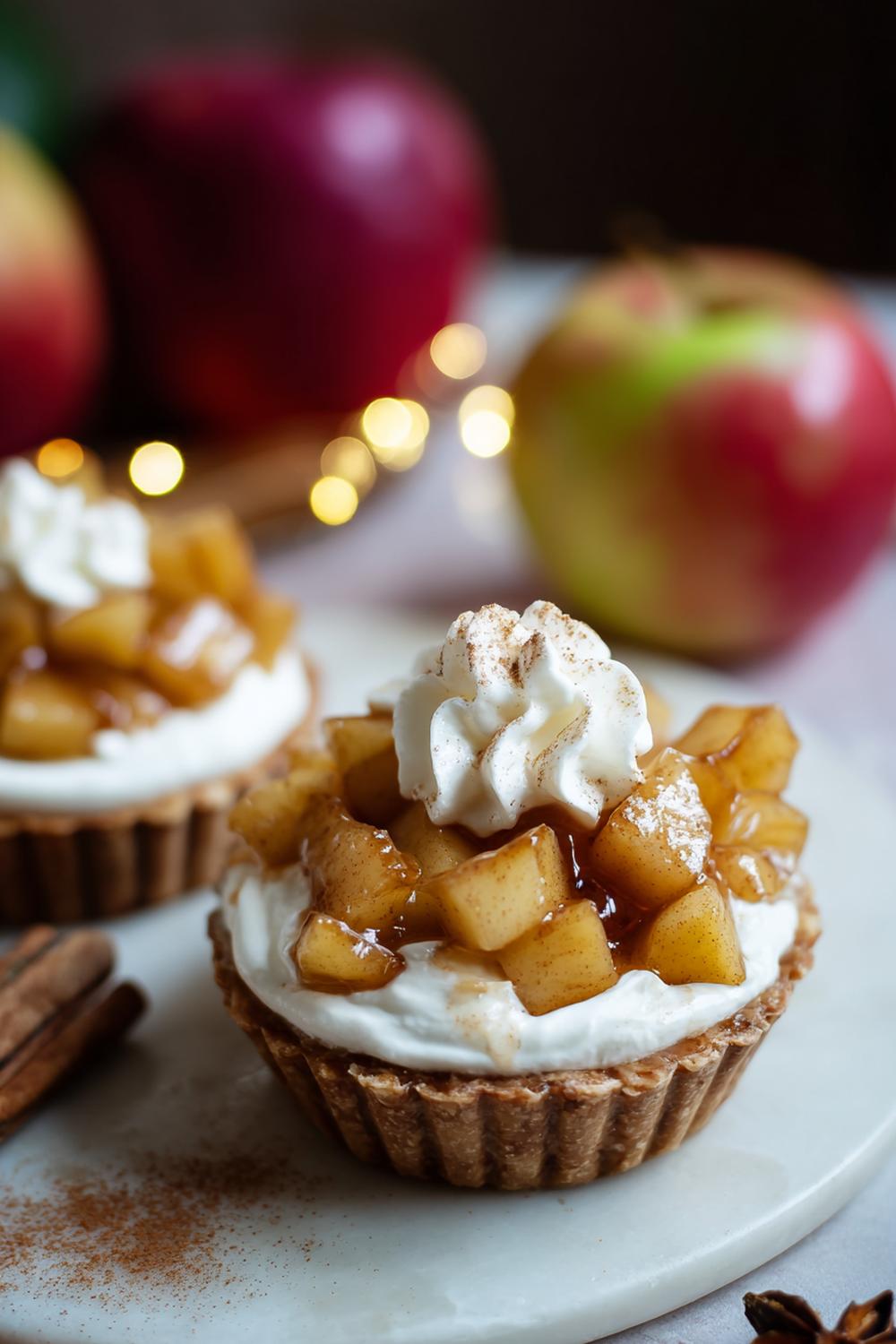 4. Vaniljkräm dessert som minipaj med karamelliserade äpplen och kanel